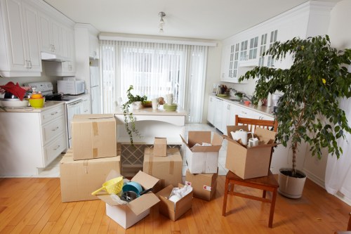 Removal van loaded for a residential move near Denmark Hill